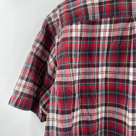 RALPH LAUREN Shirt Size Extra Large Classic Fit Tartan Plaid Short Sleeve Cotton - Picture 7 of 14